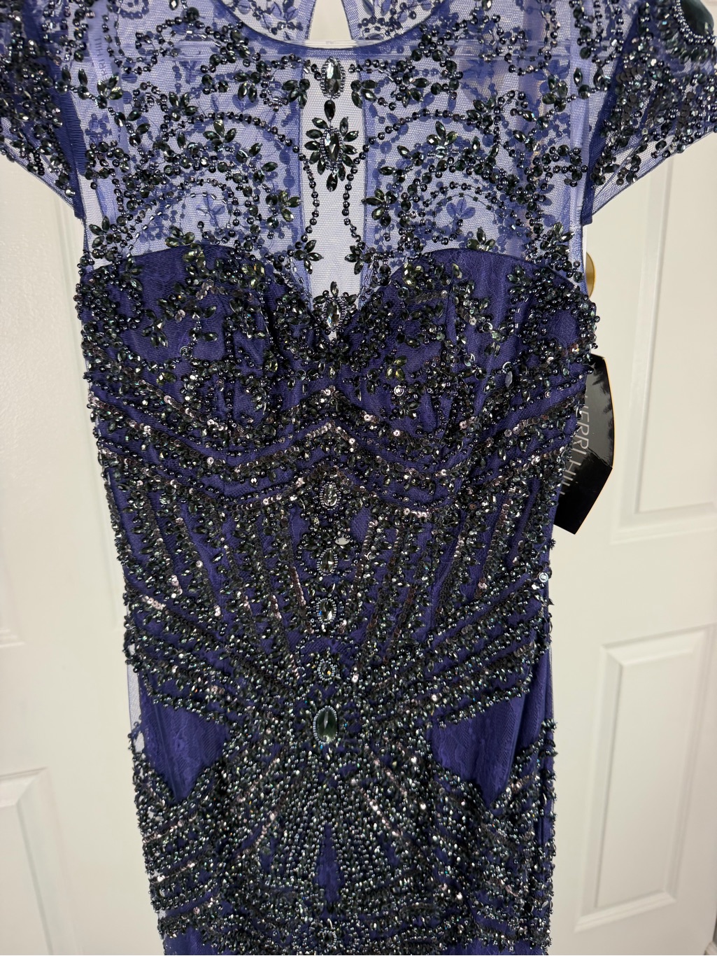 Sherri Hill 50516 Size 0 Nwt Navy Beaded Mermaid Evening Gown Formal Prom Dress — image 5 of 8